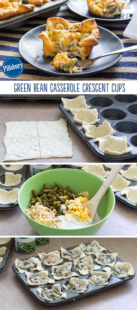 Green Bean Casserole Puff Pastry, Green Bean Casserole Muffins, Individual Green Bean Casserole Cups, Mini Green Bean Casserole Cups, Green Bean Casserole Muffin Cups, Green Bean Casserole Appetizer, Mini Green Bean Casserole, Green Bean Casserole Cups, Green Bean Casserole