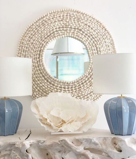 Modern coastal home accents Mirrors Living Room, Raffia Mirror, Yellow Home Accessories, Coastal Mirrors, Pineapple Girl, Coastal Interiors Design, Interior Design Guide, Mirror Lamp, Coastal Interiors