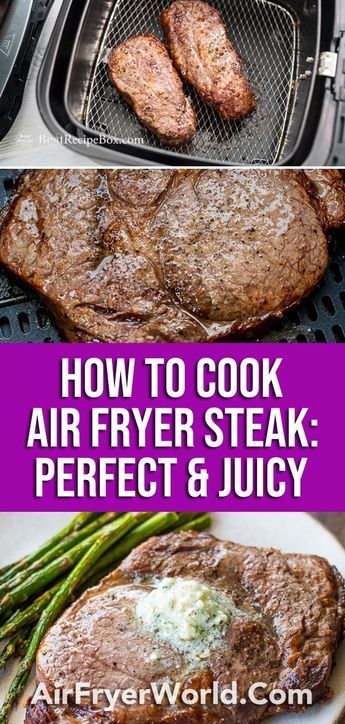 Check us out to learn how to cook our Air Fryer Steak recipe. It's easy to cook at home! #airfryer #steak #steakrecipes #dinnerideas Steaks In Air Fryer How To Cook, Stakes In Air Fryer, Stake In The Air Fryer, How To Air Fry Steak Medium Rare, Air Fryer Steak Recipes Medium Rare, Medium Rare Air Fryer Steak, Steak In The Airfryer, Steak In Ninja Foodi Air Fryer, How To Cook A Steak In The Air Fryer