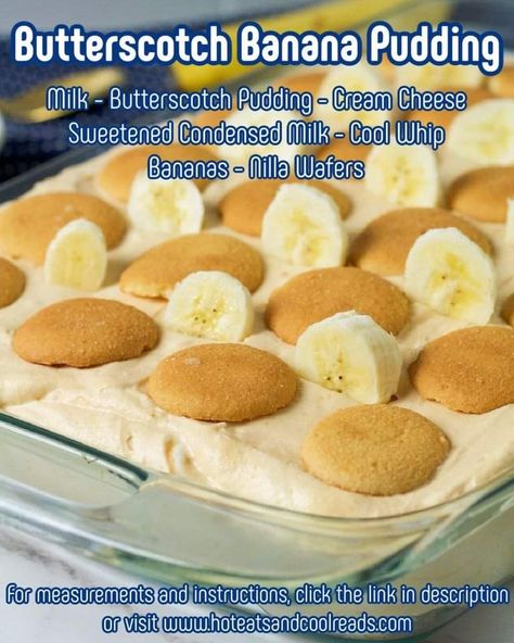 Butterscotch Banana Pudding, Wafer Desserts, Vanilla Banana Pudding, Butterscotch Pie, Butterscotch Pudding, Nilla Wafers, Recipes Christmas, Fun Recipes, Pudding Cake