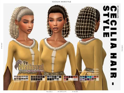 Sims 4 Medieval Headpiece, Sims 4 Cc Medieval Hair, Sims 4 Targaryen Cc, Sims 4 Medieval Cc Clothes, Sims 4 Tudor Cc, Sims Historical, Ts4 Medieval, Leah Lillith, Royal Hairstyles