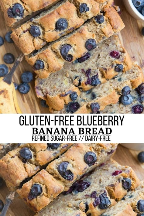 Berry Banana Bread, Banana Bread Gf, Blueberry Bread Recipe, Delicious Banana Bread Recipe, Blueberry Banana Bread, Gluten Free Banana Bread, Blueberry Bread, Gluten Free Banana, Vegan And Gluten Free