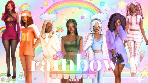 🌈♡ rainbow sims - sim downloads & cc links ♡ | Patreon Scarlett Rose, Change Hair, You Used Me, Be My Baby, Sims 4 Cc, Care Bears, Sims 4 Mods, Sims 4, Bears