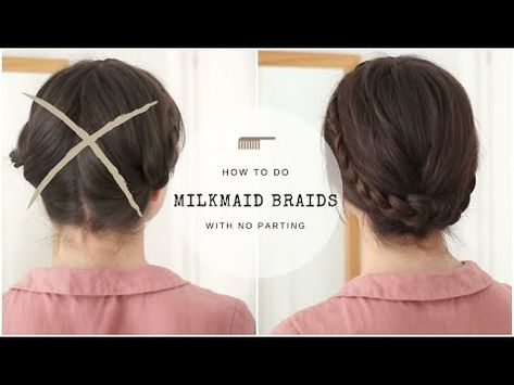 Milk Braids Tutorial, How To Milkmaid Braid, Milkmaid Braid Tutorial Short Hair, How To Do Milkmaid Braids, Milk Maid Braids Long Hair, Milkmaid Braids Tutorial, Easy Milkmaid Braid, Milkmaid Braids Short Hair, Traditional Nordic Hairstyles Women