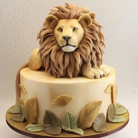 Lion Shaped Cake, Cake With Lion, Lion Cake Ideas, Lion Cakes For Kids, Lion Cake Design, Jesus Cake, Chocolate Explosion Cake, Squirrel Cake, Lion Birthday Cake