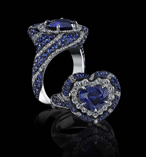 Heart Shaped Diamond Engagement Ring, Heart Shaped Diamond Ring, Unusual Engagement Rings, Heart Engagement, Heart Engagement Rings, Bad Romance, Heart Shaped Diamond, Blue Jewelry, Blue Sapphire Rings