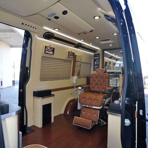 Barber Van, Mobile Barber Shop, Mobile Barbershop, Mercedes Benz Sprinter Van, Mobile Hair Salon, Mobile Beauty Salon, Mobile Barber, Barbershop Ideas, Mobile Beauty