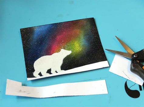 Make a Beautiful Northern Lights Theme Greeting Card | Imagine Blog Northern Lights Craft Preschool, Northern Lights Silhouette, Northern Lights Crafts For Kids, True North Vbs Crafts, Aurora Borealis Art Project, Northern Lights Art For Kids, Northern Lights Craft, Northern Lights Art Project, Northern Lights Theme