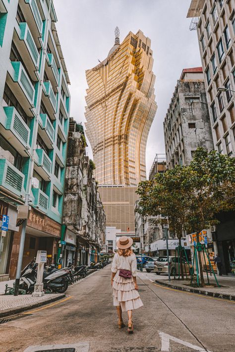 Where to Find This Secret Photography Spot of Hotel Grand Lisboa From the Street — CONNIE AND LUNA Hong Kong Travel Photography, Grand Lisboa, Macau Travel, Travel Ootd, Hong Kong Travel, China Travel, Instagram Worthy, Gorgeous View, Old City