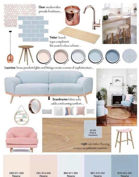 Mood board for color scheme and aesthetic in the living room Interior Design Mood Board Presentation Living Room, Light Blue Mood Board, Interior Design Mood Board Presentation, Complimentary Colour Scheme, Black Dining Room Decor, Light Blue Living Room, Dining Room Decor Ideas, Mood Board Interior, Surface Patterns