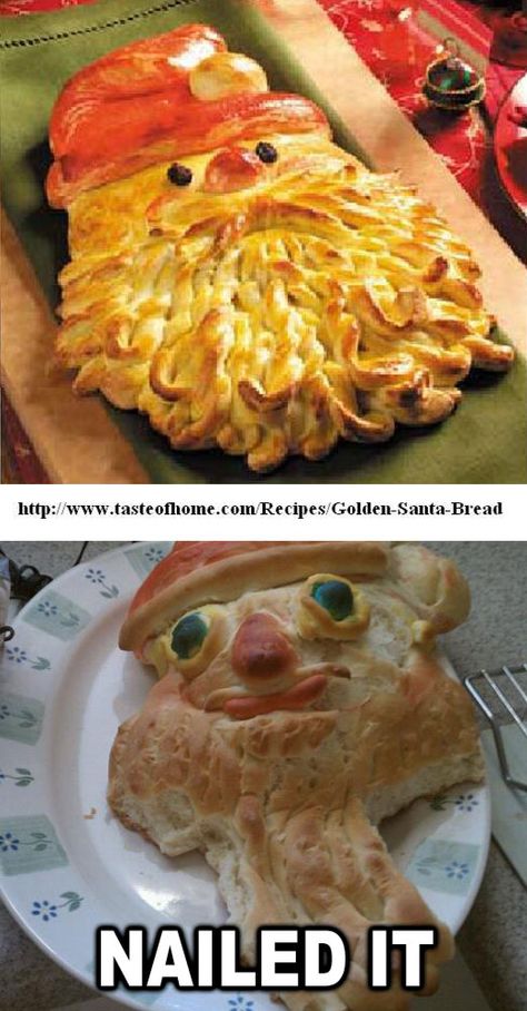 Santa Bread: | 28 People Who Definitely Totally Nailed It Baking Fails, Cooking Fails, Cake Fails, Fail Nails, Diy Fails, Food Fails, You Had One Job, Expectation Vs Reality, Ricky Martin