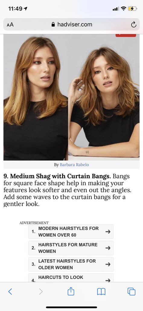 Curtain Bangs Older Women, Curtain Bangs Square Face, Bangs Square Face, Bangs Older Women, Facial Shapes, Over 60 Hairstyles, Square Face Shape, Square Face, Haircut For Older Women