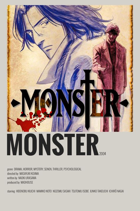 monster minimalist/alternative anime poster Monster Poster Anime, Monster Minimalist Poster, Wall Posters Anime, Anime Posters Minimalist, Monster Manga, Monster Anime, Anime Suggestions, Anime List, Poster Anime