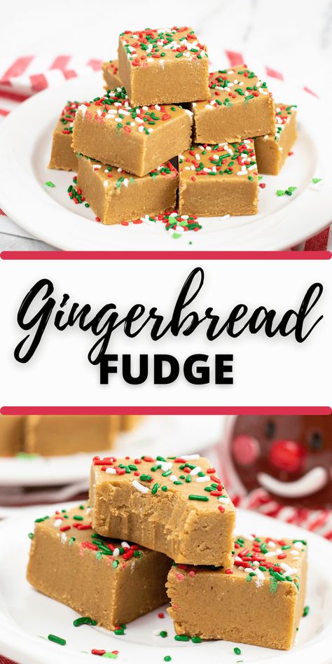 This Gingerbread Fudge has the flavor of everyone's favorite Christmas classics, while having the traditional fudge texture. Christmas Cake Batter Fudge, Canned Frosting Fudge, Gingerbread Fudge Recipes, Hazelnut Fudge, Christmas Fudge Recipes Easy, Cake Batter Fudge, Gingerbread Fudge, Candy Fudge, Homemade Fudge Recipes