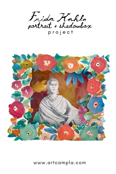 Frida Kahlo Portrait Project for kids — ART CAMP Frieda Kahlo Portrait, Frida Art Projects For Kids, Frida Kahlo Inspired Art, Mobiles Art, Shadowbox Art, Frida Kahlo Portraits, Montessori Art, Frida Art, Jr High