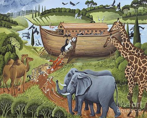 Noah S Ark, Biblical Art, Noahs Ark, Bible Stories, Instagram Images, Bible Art, Elephant Gifts, Folk Art, Wall Painting