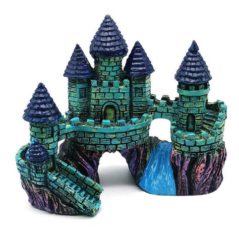 Arrives by Wed, Jun 8 Buy Fish Tank Resin Aquarium Accessories Ornament Decoration Castle at Walmart.com Resin Aquarium, Blue Castle, Big Aquarium, Fish Tank Stand, Rock Plants, Small Castles, Castle Decor, Aquarium Stand, Aquarium Landscape