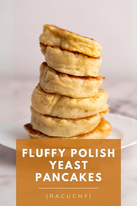 Indulge in fluffy and delicious yeast pancakes for a delightful breakfast treat! This recipe swaps baking powder for yeast, resulting in extra thick and airy pancakes. Whether you prefer classic powdered sugar or fruity jams, these racuchy (yeast pancakes) can be customized to your taste. Try the variation with grated apples for a delightful twist. Perfect for a cozy morning at home! Yeast Pancakes Overnight, Homemade Pancakes No Baking Powder, Pancakes From Scratch No Baking Powder, Yeasted Pancake, Buttermilk Pancakes No Eggs, Yeast Pancakes, Allrecipes Fluffy Pancakes, Cozy Morning, Oatmeal Pancakes