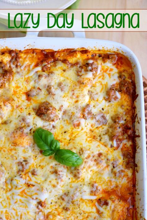 Lasagna Recipe With Ricotta, Lazy Lasagna, Crunch Bars, Mom On Timeout, Easy Lasagna Recipe, Comfort Dishes, Lasagna Recipe, Lazy Day, Casserole Dish