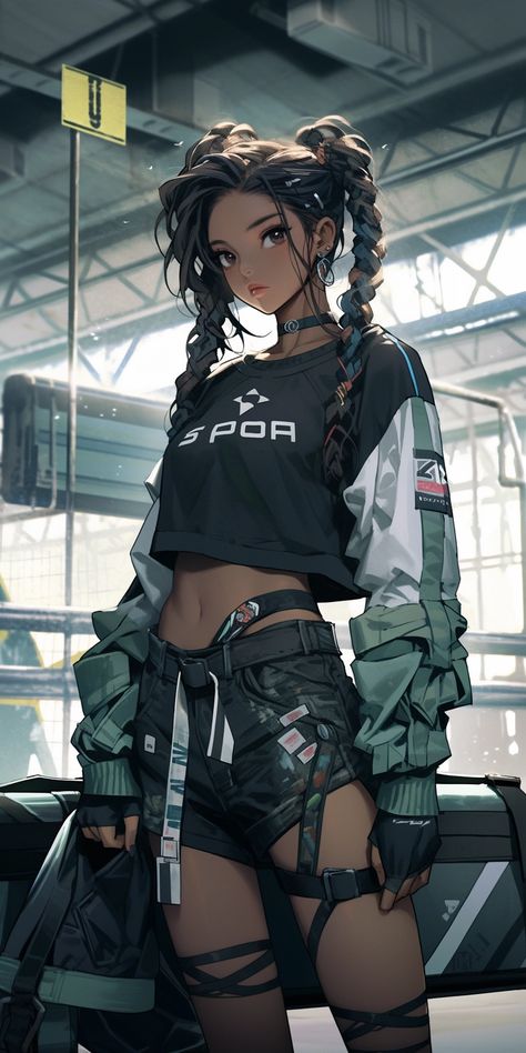 Created with Midjourney Ai #Character #Fantasy #Anime #cartoon #cyberpunk #sci-fi Cyberpunk Beach, Cartoon Cyberpunk, Anime Cartoon, Cartoon Images, Shorts With Tights, Me Me Me Anime, Casual Outfit, Beach Outfit, Cartoon Characters