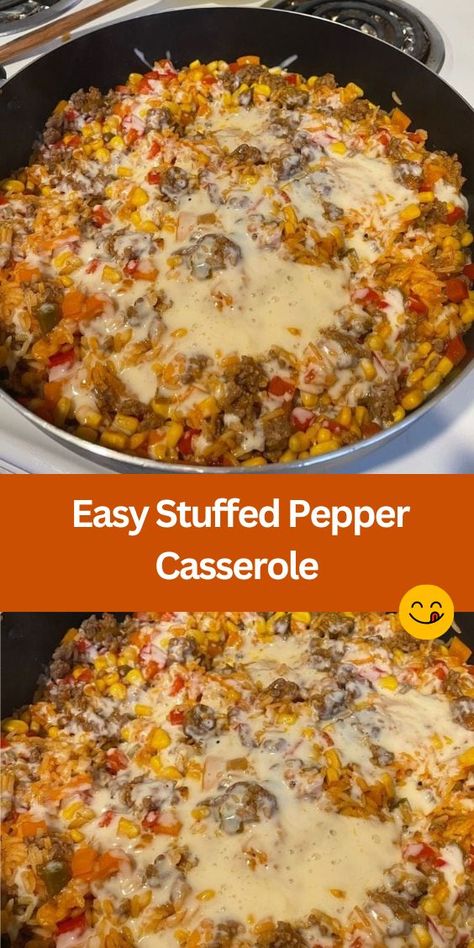 Looking for an easy and flavorful dinner idea? Try our delicious Easy Stuffed Pepper Casserole recipe! Packed with savory ground beef, tender bell peppers, and gooey melted cheese, this casserole is a crowd-pleaser that's perfect for busy weeknights. With simple ingredients and minimal prep time, it's a convenient option for family meals or entertaining guests. Plus, it's versatile and can be customized with your favorite veggies or protein. Easy Stuffed Pepper Casserole, Stuffed Pepper Casserole Easy, Ground Beef Bell Pepper Recipes, Easy Bell Pepper Casserole, Simple Stuffed Peppers, Easy Stuffed Bell Pepper Casserole, Stuffed Bell Pepper Casserole, Unstuffed Bell Pepper Casserole, Bell Pepper Casserole Ground Beef Rice