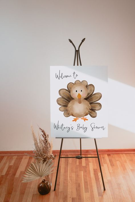 Little Turkey Baby Shower Theme, Turkey Themed Baby Shower Ideas, A Little Turkey Is On The Way, Turkey Baby Shower Ideas, Little Turkey Baby Shower Ideas, Thanksgiving Baby Shower Ideas, Thanksgiving Baby Shower, Welcome Sign Template, Holiday Crafts For Kids