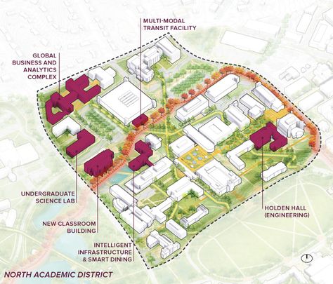 Virginia Polytechnic Institute and State University Campus Master Plan Update – Sasaki Campus Site Plan Design, Campus Master Plan Architecture, University Campus Design Concept, Campus Site Plan, University Campus Design, University Master Plan, Master Plan Render, Campus Masterplan, Campus Plan