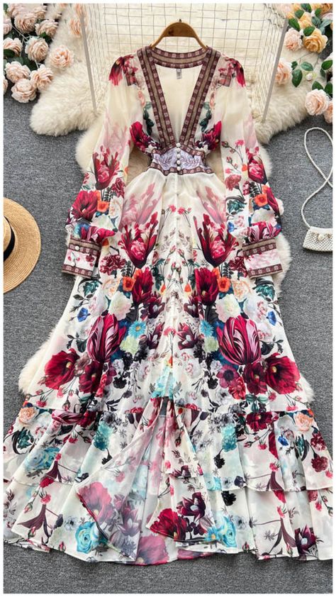 10% off first order
Free shipping on orders over $120 Garden Soiree, Flower Power Fashion, Country Glam, Festival Mode, Ruffles Dress, Boho Festival Fashion, Soiree Dress, Maxi Dresses Fall, Ideas Videos