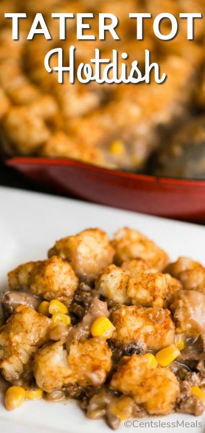 Easy Hotdish Recipes, Beef Tater Tot Casserole, Tater Tot Hotdish, Hotdish Recipes, Tater Tot Recipes, Tater Tot Casserole Recipes, Cream Of Mushroom Soup, Cream Of Mushroom, Tater Tots