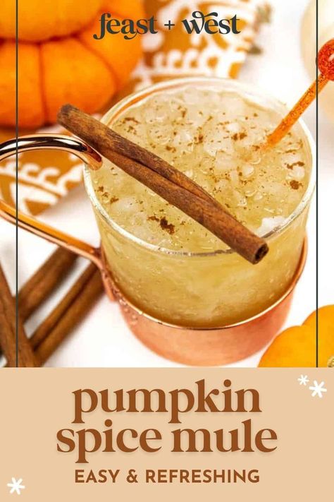 Moscow mules can be enjoyed year-round, but the ginger flavor makes them ideal for fall. https://feastandwest.com/pumpkin-spice-mule/ Homemade Pumpkin Spice Syrup, Pumpkin Spice Cocktail, Frozen Drinks Alcohol, Pumpkin Spices, Pumpkin Sauce, Pumpkin Spice Syrup, Whiskey Cocktails, Homemade Pumpkin, Entree Recipes