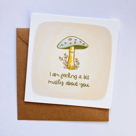 Drawn Cards, Hand Drawn Cards, Cute Mushroom, Valentine's Card, Card Drawing, Jan 17, Valentines Cards, Valentine's Day, United Kingdom