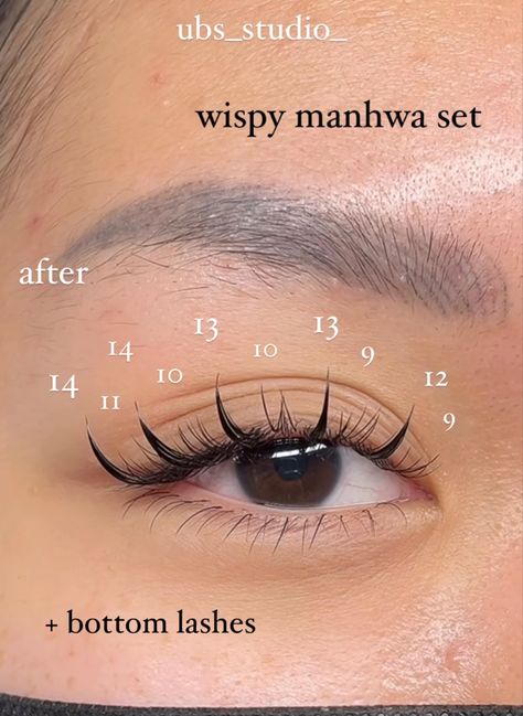 Manhua Lashes Map, Manhwa Eyelashes, Manhwa Lash Extensions, Anime Lash Map, Kawaii Lashes, Manga Lashes Tutorial, Manhwa Lashes, Anime Lash Extensions, Lashes Mapping