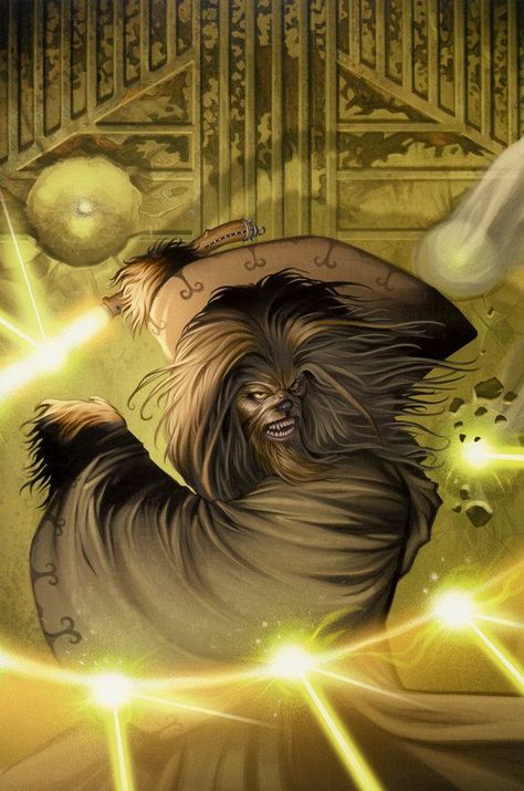 Jedi: can slice you in half with a flick of the wrist, Wookie: tears arms out of the sockets. Perfect combination don't you think? Wookie Jedi, Star Wars Wookie, Jedi Art, Star Wars Species, Star Wars Characters Pictures, Star Wars Love, Star Wars Rpg, Jedi Knight, Jedi Master