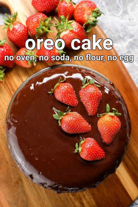 oreo chocolate cake recipe | no oven, no flour, no soda chocolate cake Cake Recipes Biscuits, How To Make Cake From Biscuits, Cake Recipes With Biscuits, Recipe With Oreo Cookies, Easy Birthday Recipes, How To Make Oreo Cake Without Oven, Cake From Oreo Biscuit, How To Bake Biscuits At Home, Cake Without Egg And Oven