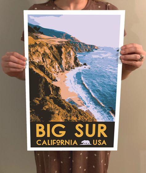 Big Sur Vintage-style Wpa-style Travel Poster 4x6 8x10 | Etsy Dry Tortugas National Park, Glacier Bay National Park, America The Beautiful, Big Sur California, National Parks Usa, Usa Art, National Parks Trip, Travel Locations, Beautiful Park