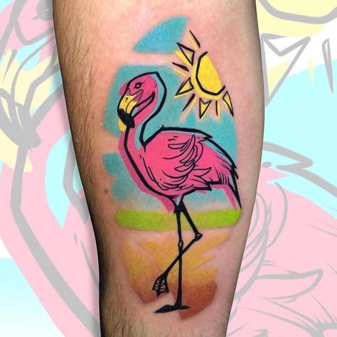 30 Best Flamingo Tattoo Ideas  18 Graphic Tattoos, Retro Flamingo, Loyalty Tattoo, Flamingo Tattoo, Basic Tattoos, Tribute Tattoos, Small Girly Tattoos, Sunset Tattoos, Skull Sleeve Tattoos