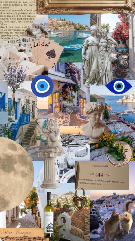 Greece Mood Board, Greece Moodboard, Greece Wallpaper, Greece Girl, Vision Collage, Greece Culture, Greece Fashion, Moodboard Inspo, Cute Summer Wallpapers