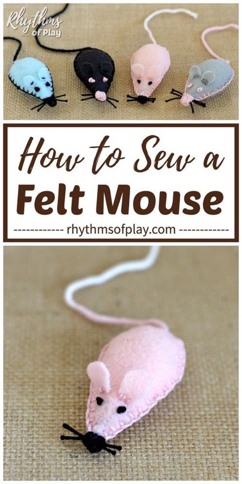 Making Cat Toys Ideas, Felt Kitten Pattern, Catnip Toys Diy, Cat Sewing Projects, Diy Catnip Toys, Felt Pets, Diy Jouet Pour Chat, Katt Diy, Diy Mouse