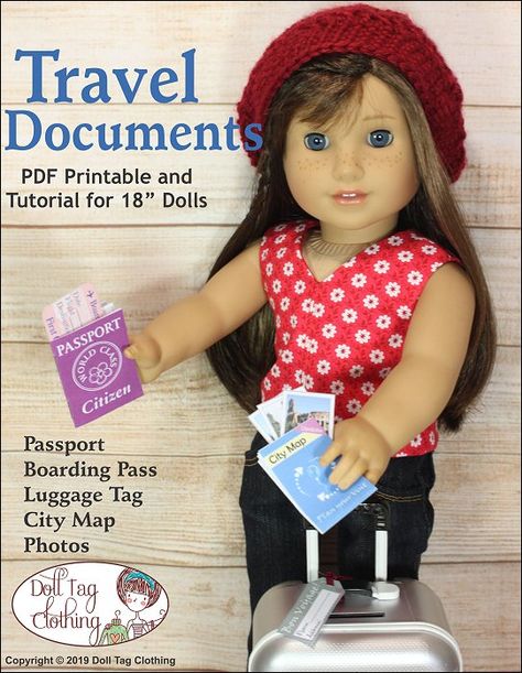 Doll Tag Clothing Accessories To Sew, American Girl Doll Printables, Flight Boarding, Travel To South Africa, Ag Doll Crafts, Custom American Girl Dolls, Doll Template, American Girl Doll House, Free Printable Crafts