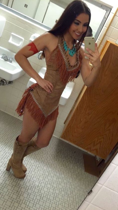 Pocahontas Halloween Costume, Pocahontas Halloween, Indian Halloween Costumes, Pocahontas Outfit, Halloween Costumes 2016, Holloween Costume, Halloween Costumes College, Fantasias Halloween, Cute Costumes