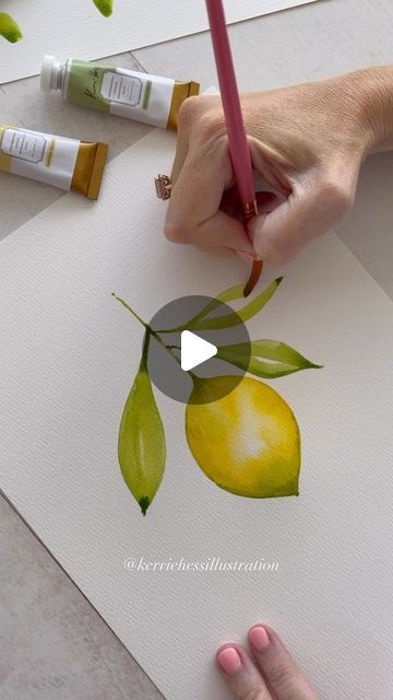 Kerrie Hess on Instagram: "When life gives you lemons… 🍋 Paint them in watercolor with me! #painting #tutorial #lemon" Paint Lemon, Lemon Drawing, Kerrie Hess, Lemon Watercolor, Easy Flower Painting, Lemon Painting, Lemon Flowers, Lemon Art, Watercolor Fruit