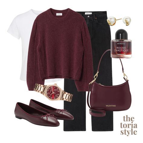 burgundy styled 🍒♥️✨ save this post for future outfit inspo ✨ be sure to follow @thetoriastyle for daily outfits! 🤍 #dailyoutfitinspo #dailystyleinspo #neutralstyling #outfitstyling #lookbook#styleideas #simplestyling #autumnoutfits #autumnfashion #autumnstyling Daily Outfits Winter, Burgundy And Olive Green Outfits, Burgandy Outfits Aesthetic, Burgundy Aesthetic Outfit, Minimalism Style Outfits, Burgundy Outfit Aesthetic, Burgundy Winter Outfits, Aubergine Outfit, Burgundy Shirt Outfit