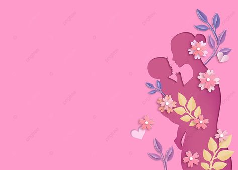 Hug Baby Mother Day Floral Silhouette Background Mothers Day Background, Silhouette Background, Hug Illustration, Mother's Day Background, Balloon Cartoon, Floral Silhouette, Day Background, World Environment Day, Holding Baby