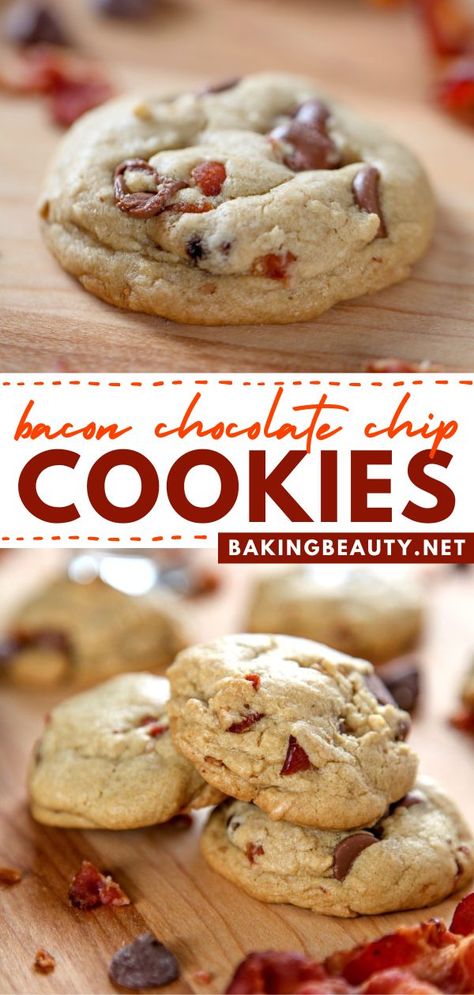 Here are the best bacon chocolate chip cookies that are perfect to serve as Christmas cookies! These chewy chocolate cookies are bursting with sweet chocolate chips and smoky bacon. Sounds good, right? Be sure to save this pin for later! Bacon Chocolate Chip Cookies, Bacon Cookies, Bacon Chocolate, Holiday Baking List, Chewy Chocolate Cookies, Best Chocolate Chip Cookies Recipe, Easy Christmas Cookie Recipes, Cookie Recipes Unique, Cookies Baking