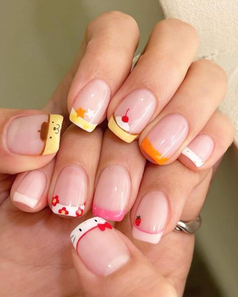 Gel Nails Shape, Hello Kitty Nails Art, Hippie Nails, Cute Nail Art Designs, Casual Nails, Blush Nails, Hello Kitty Nails, Pretty Gel Nails, Really Cute Nails