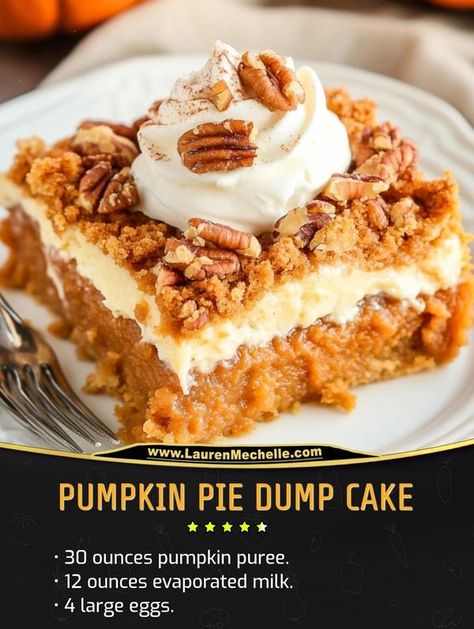 Family Cookbook Recipes | Pumpkin Pie Dump Cake is the perfect fall dessert and a delicious alternative to traditional pumpkin pie | Facebook Gluten Free Pumpkin Dump Cake, Pumpkin Pie Cake Recipe, Pumpkin Pie Dump Cake, Traditional Pumpkin Pie, Pumpkin Dump Cake Recipe, Pumpkin Rolls, Pumpkin Cobbler, Pumpkin Dump, Pumpkin Pie Cake