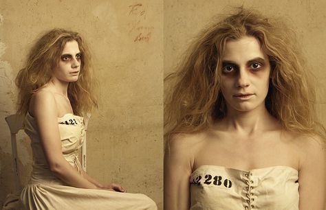 Insane Woman, Insane Asylum Halloween, Insane Asylum Patients, Haunted House Makeup, Haunted Asylums, Asylum Halloween, Halloween Make-up Looks, Creepy Costumes, Magic Flute