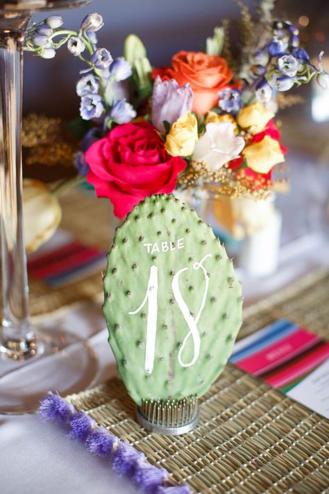 Cactus Table Numbers, Mexican Table Numbers, Mexican Wedding Centerpieces, Succulent Wedding Table, Charro Wedding, Cactus Centerpiece, Mexican Inspired Wedding, Colorful Desert, Mexican Themed Weddings