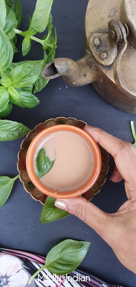 basil tea Chai Latte Recipe, Tulsi Tea, Chai Recipe, Cash Crop, Itchy Throat, Late Evening, Tea Latte, Chai Latte, Basil Leaves