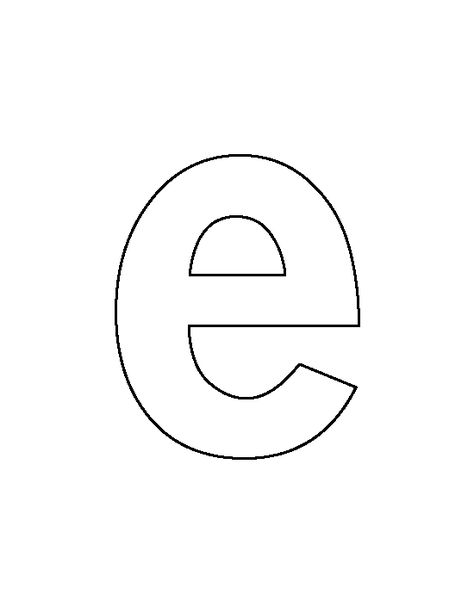 Lowercase letter E pattern. Use the printable outline for crafts, creating stencils, scrapbooking, and more. Free PDF template to download and print at http://patternuniverse.com/download/lowercase-letter-e-pattern/ Letter E Template, Letter E Craft, Alphabet Letters To Print, Printable Outline, Coloring Crafts, Educational Activities For Preschoolers, Fathers Day Coloring Page, Free Printable Letters, Lowercase Letter